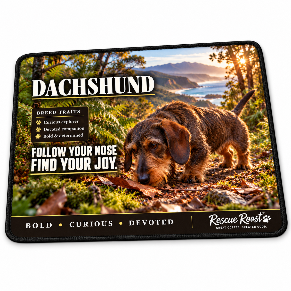 Rescue Roast® Dachshund – Follow Your Nose, Find Your Joy Mousepad