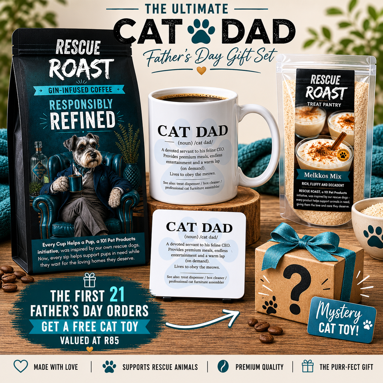 🐾🥃 THE ULTIMATE CAT DAD FATHER'S DAY GIN INFUSED GIFT SET 🥃🐾