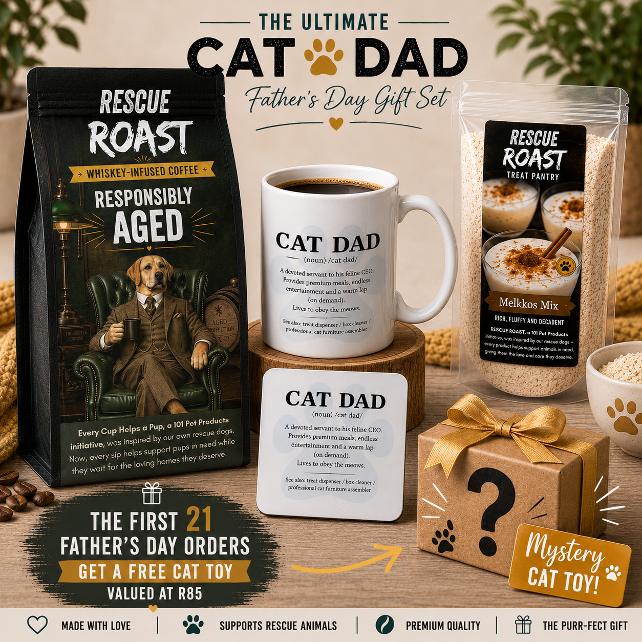 🐾🥃 THE ULTIMATE CAT DAD FATHER'S DAY WHISKEY INFUSED GIFT SET 🥃🐾