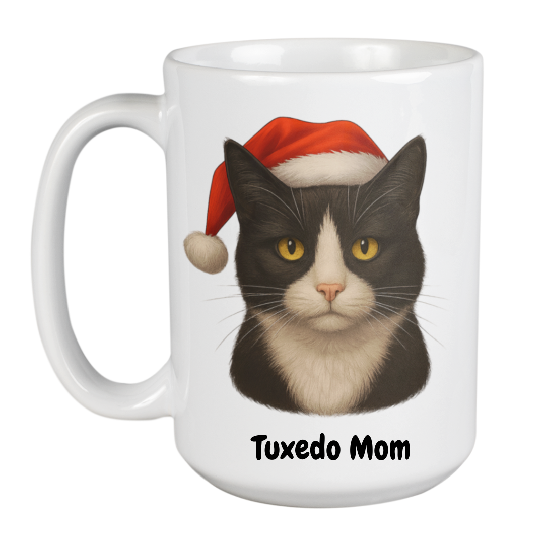 Tuxedo Cat Christmas Mug