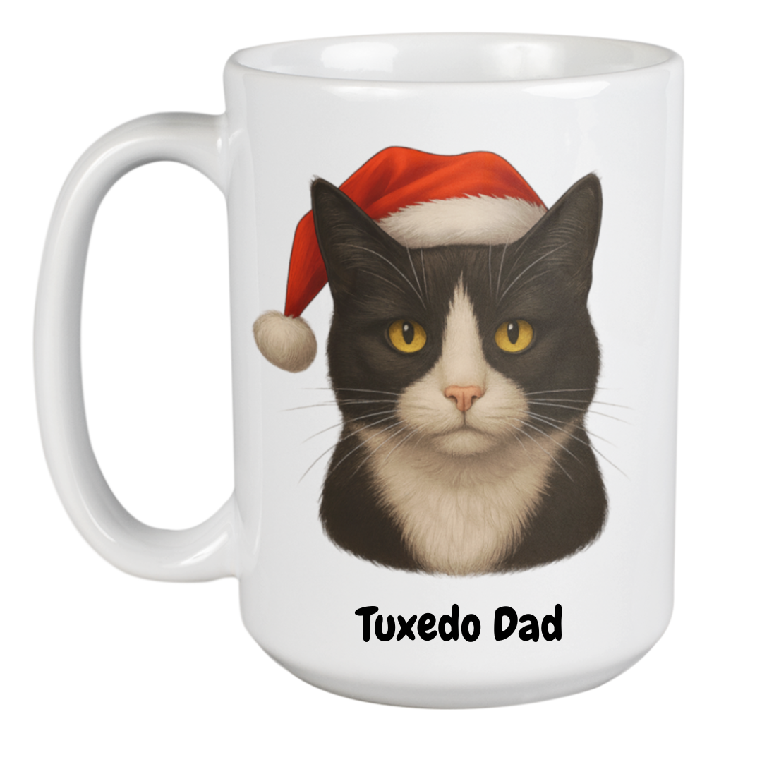 450ml Christmas Mug - Tuxedo Cat