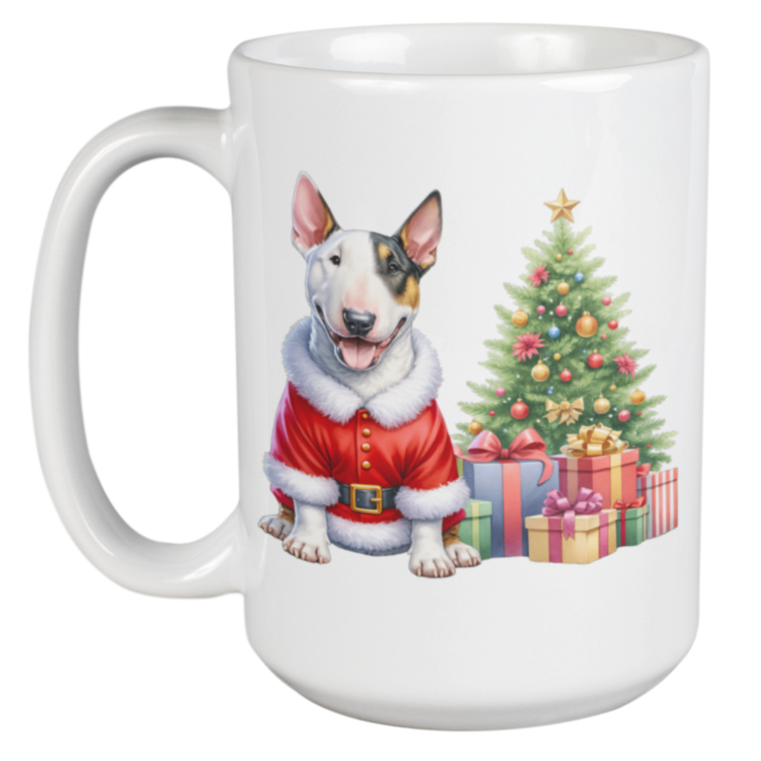 White Rescue Roast® Bull Terrier - 450ml Christmas Mug with festive animal artwork