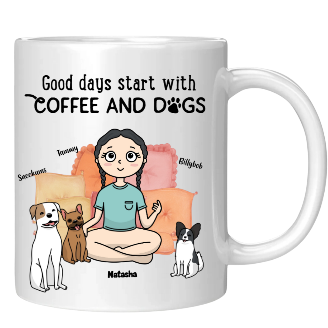 Personalised Mug - Good Days start with Coffee and Dogs