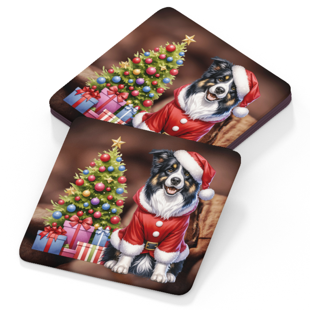 Border Collie Coaster - Christmas Design A