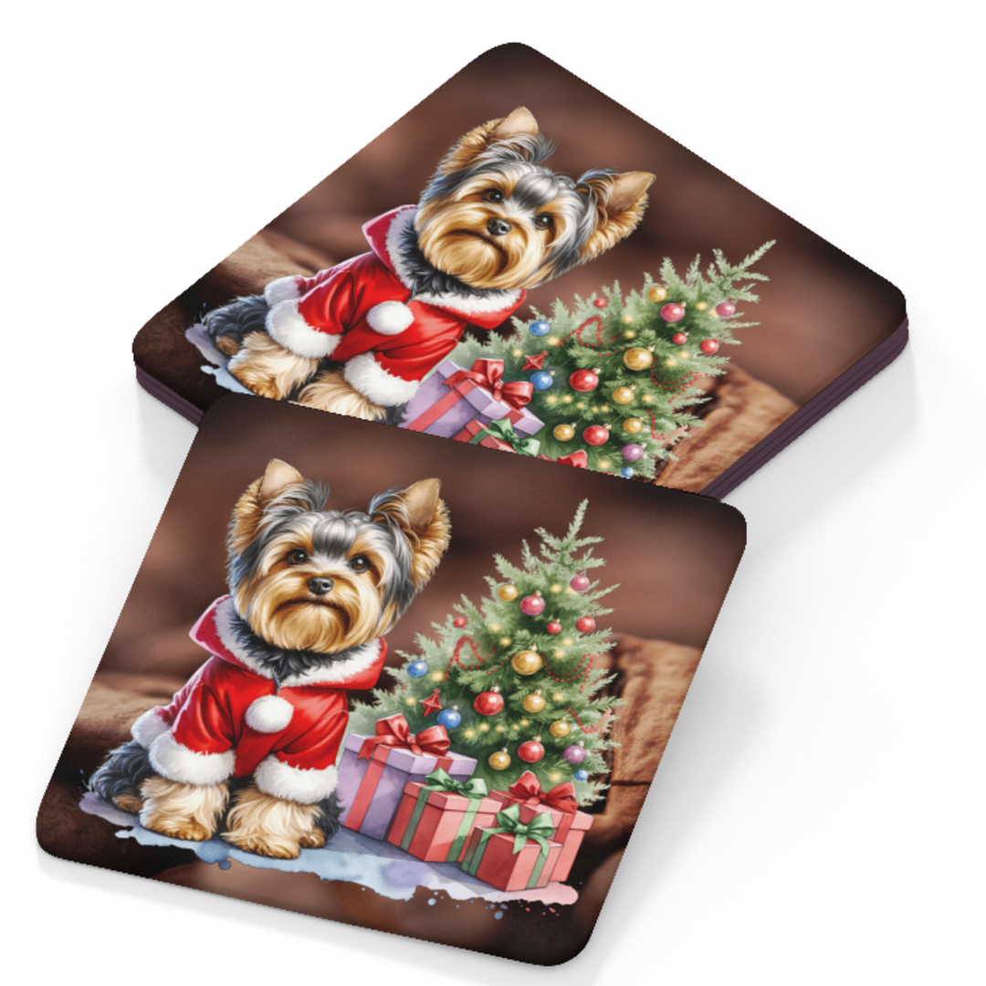 Yorkie Coaster - Christmas Design A
