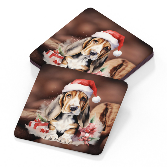 Basset Coaster - Christmas Design C