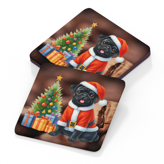 Pug Coaster - Christmas Design A