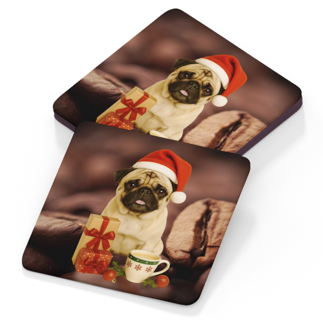 Pug Coaster - Christmas Design B